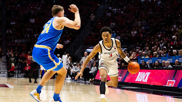 San Diego State Aztecs guard Elzie Harrington (3). San Diego State Aztecs guard Elzie Harrington (3).