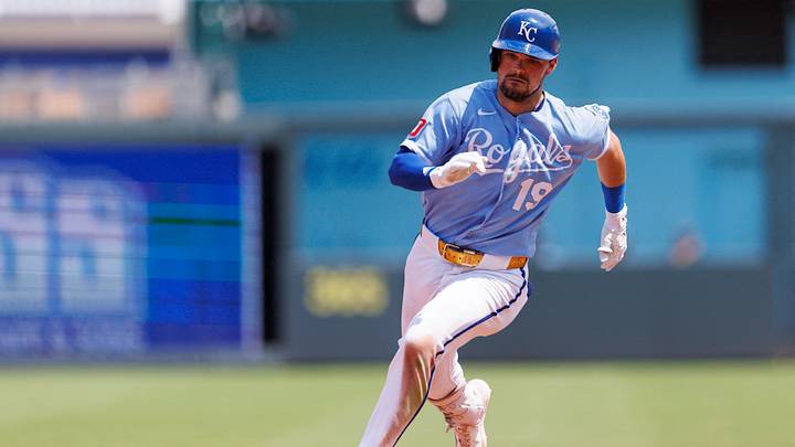 Aug 9, 2026; Kansas City, Missouri, USA; Kansas City Royals second baseman Michael Massey (19) rounds the bases after hitting a triple during the fourth inning against the Chicago Cubs at Kauffman Stadium. Mandatory Credit: William Purnell-Imagn Images Aug 9, 2026; Kansas City, Missouri, USA; Kansas City Royals second baseman Michael Massey (19) rounds the bases after hitting a triple during the fourth inning against the Chicago Cubs at Kauffman Stadium. Mandatory Credit: William Purnell-Imagn Images
