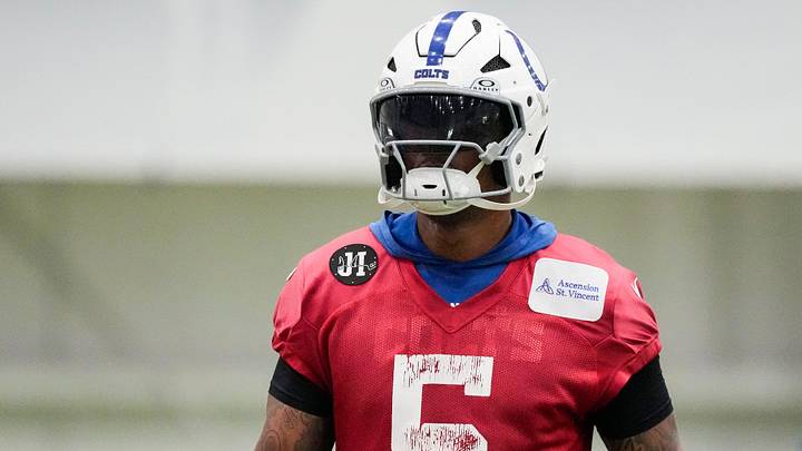 Indianapolis Colts quarterback Anthony Richardson Sr. (5) walks on the field Wednesday, May 27, 2026, during practice at the Indiana Farm Bureau Football Center in Indianapolis. Indianapolis Colts quarterback Anthony Richardson Sr. (5) walks on the field Wednesday, May 27, 2026, during practice at the Indiana Farm Bureau Football Center in Indianapolis.