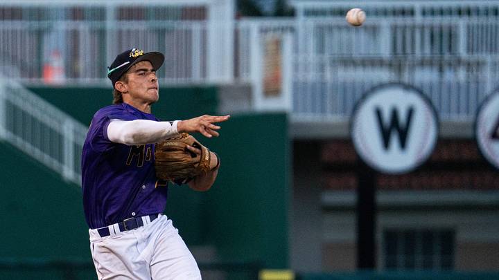 Marek Houston of the Fort Myers Mighty Mussels throws for an out against the Dunedin Blue Jays at Hammond Stadium on Saturday, Aug. 2, 2025. The Mussels won 3-2 in extra innings.