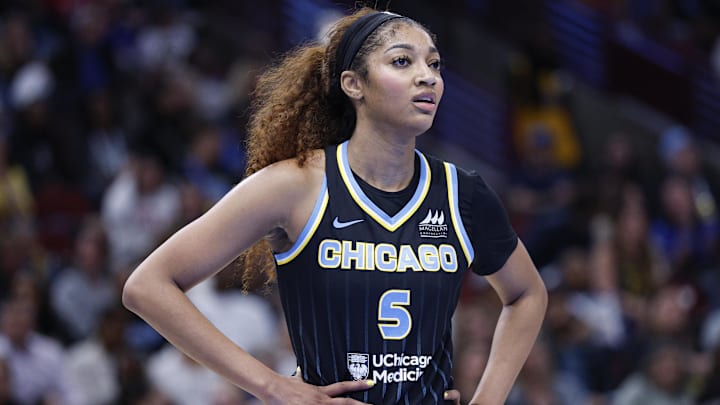 Jun 7, 2025; Chicago, Illinois, USA; Chicago Sky forward Angel Reese Jun 7, 2025; Chicago, Illinois, USA; Chicago Sky forward Angel Reese