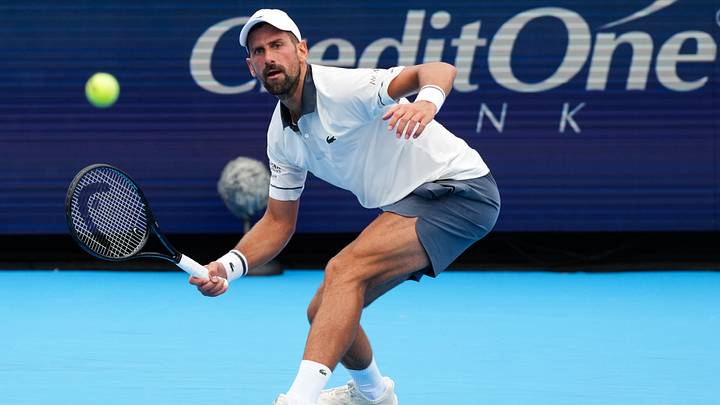 Aug 15, 2026; Mason, OH, USA;  Novak Djokovic (SRB) returns a shot against Thiago Agustín Tirante (ARG) during the Cincinnati Open at Lindner Family Tennis Center. Mandatory Credit: Aaron Doster-Imagn Images