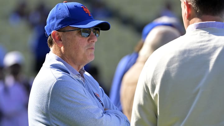 Oct 13, 2024; Los Angeles, California, USA; New York Mets owner Steve Cohen before game one of the NLCS for the 2024 MLB Playoffs at Dodger Stadium. Mandatory Credit: Jayne Kamin-Oncea-Imagn Images
