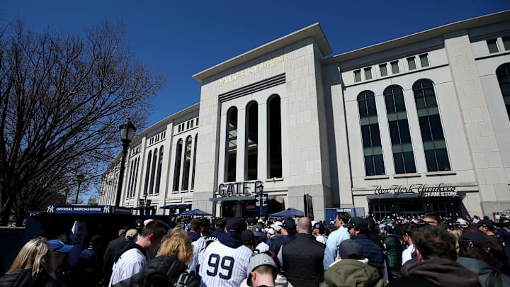 Mar 27, 2025; Bronx, New York, USA; General view of Yankee Stadium as fans line up to enter for an opening day game between the New York Yankees and the Milwaukee Brewers. Mandatory Credit: Brad Penner-Imagn Images Mar 27, 2025; Bronx, New York, USA; General view of Yankee Stadium as fans line up to enter for an opening day game between the New York Yankees and the Milwaukee Brewers. Mandatory Credit: Brad Penner-Imagn Images