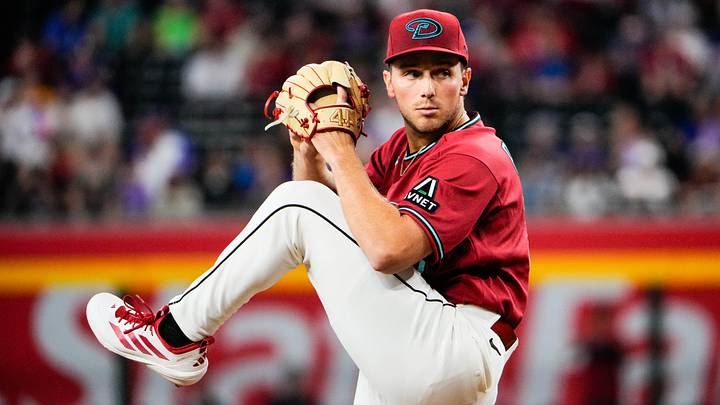 Apr 5, 2026; Phoenix, Arizona, USA; Arizona Diamondbacks pitcher Brandon Pfaadt (32) during the first inning at Chase Field against the Atlanta Braves. Mandatory Credit: Arianna Grainey-Imagn Images Apr 5, 2026; Phoenix, Arizona, USA; Arizona Diamondbacks pitcher Brandon Pfaadt (32) during the first inning at Chase Field against the Atlanta Braves. Mandatory Credit: Arianna Grainey-Imagn Images