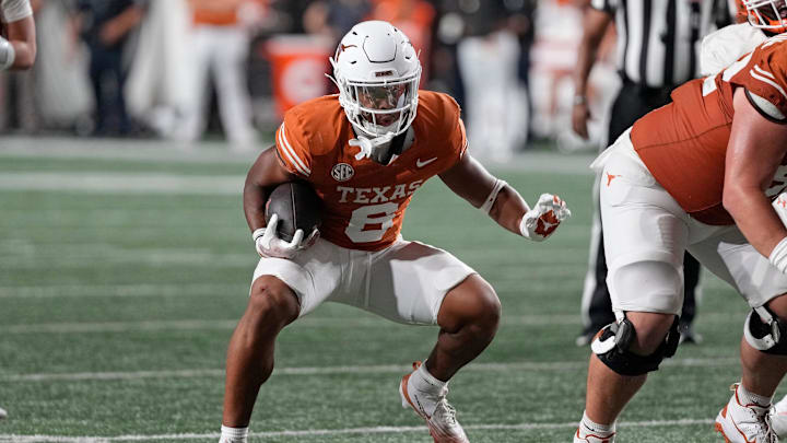 Texas Longhorns running back Christian Clark runs for yards during the second half against the Sam Houston Bearkats at Darrell K Royal-Texas Memorial Stadium. 
