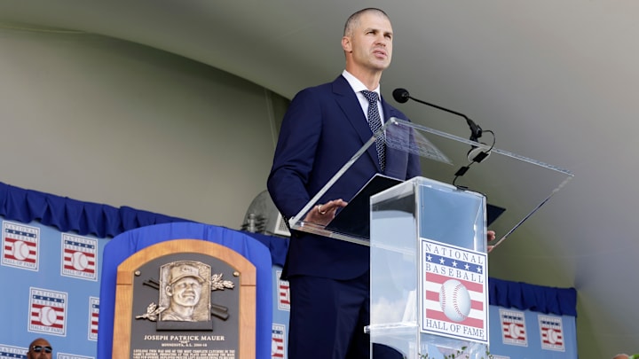 Joe Mauer told a touching and emotional story about his grandfather during his Hall of Fame speech.