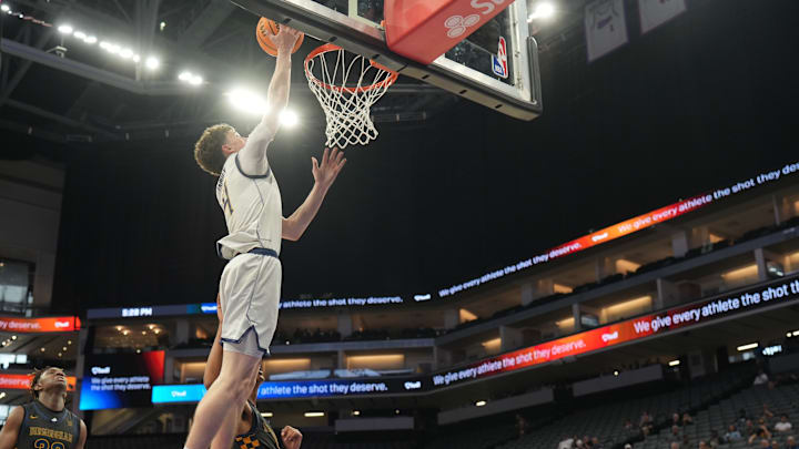 Cornerstone Christian Benjamin Lukacs with two of his game-high 26 points lifting the Cougars to a 74-64 CIF State Division 3 title win over Birmingham at Golden 1 Center on March 13, 2026 Cornerstone Christian Benjamin Lukacs with two of his game-high 26 points lifting the Cougars to a 74-64 CIF State Division 3 title win over Birmingham at Golden 1 Center on March 13, 2026