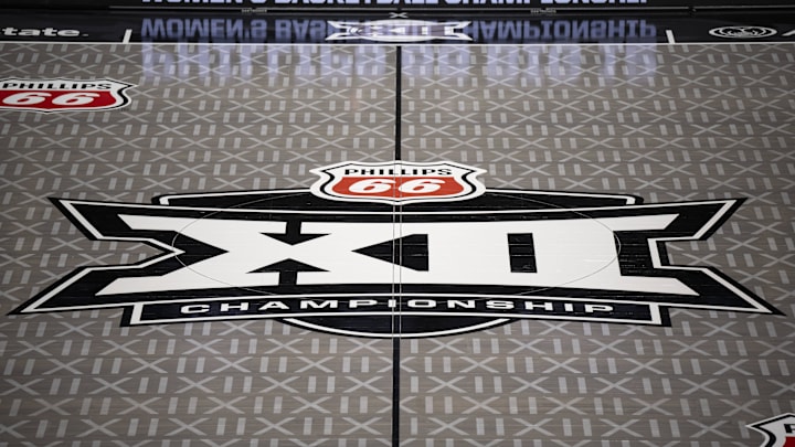 Mar 7, 2025; Kansas City, MO, USA; A general view of a new court for 2025 before a matchup between the Kansas State Wildcats and the West Virginia Mountaineers at T-Mobile Center. Mandatory Credit: Amy Kontras-Imagn Images