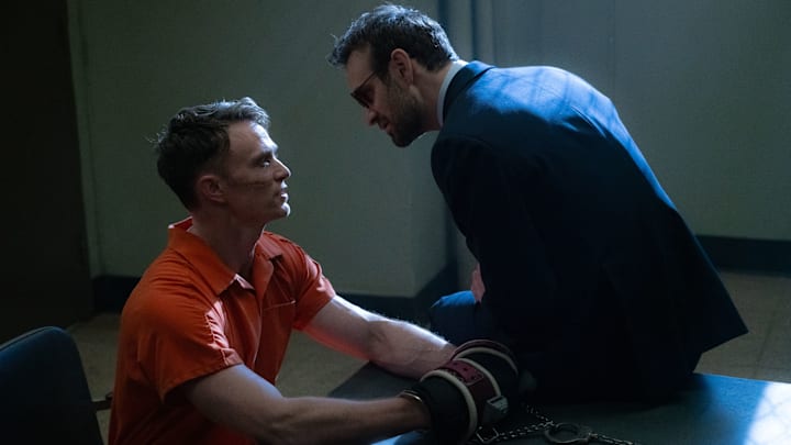 (L-R) Ben Poindexter/Bullseye (Wilson Bethel) and Matt Murdock/Dardevil (Charlie Cox) in Marvel Television's DAREDEVIL: BORN AGAIN, exclusively on Disney+