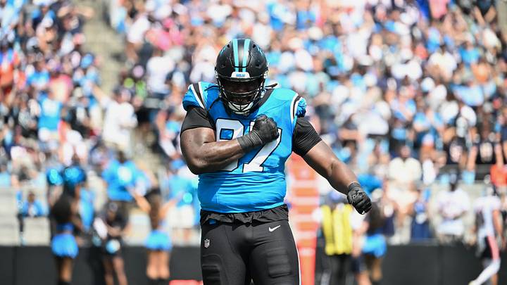 Carolina Panthers defensive tackle Bobby Brown III (97) reacts after a defensive stop Carolina Panthers defensive tackle Bobby Brown III (97) reacts after a defensive stop
