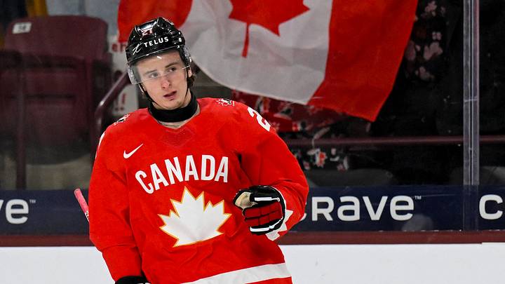 Jan 2, 2026; Minneapolis, Minnesota, USA; Canada forward Cole Reschny (21) celebrates his goal against Slovakia during the first period in the quarterfinals of the 2026 IIHF World Junior Championship at 3M Arena. Mandatory Credit: Nick Wosika-Imagn Images Jan 2, 2026; Minneapolis, Minnesota, USA; Canada forward Cole Reschny (21) celebrates his goal against Slovakia during the first period in the quarterfinals of the 2026 IIHF World Junior Championship at 3M Arena. Mandatory Credit: Nick Wosika-Imagn Images