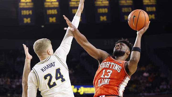 Jan 18, 2024; Ann Arbor, Michigan, USA;  Illinois Fighting Illini forward Quincy Guerrier (13)