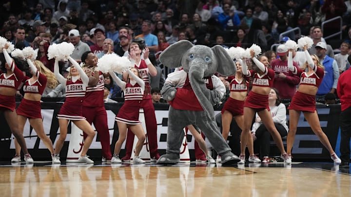 Mar 30, 2024; Los Angeles, CA, USA; The Alabama Crimson Tide mascot Big Al performs with