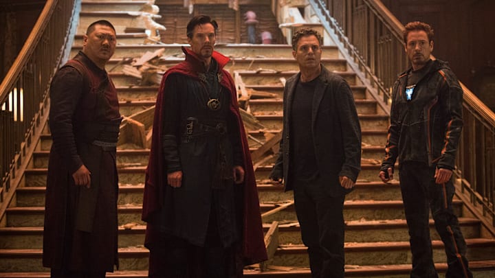 Marvel Studios' AVENGERS: INFINITY WAR

L to R: Wong (Benedict Wong), Doctor Strange/Stephen Strange (Benedict Cumberbatch), Bruce Banner/Hulk (Mark Ruffalo), Iron Man/Tony Stark (Robert Downey Jr.)

Photo: Chuck Zlotnick

©Marvel Studios 2018