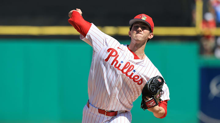 Mar 7, 2026; Clearwater, Florida, USA; Philadelphia Phillies starting pitcher Andrew Painter (76) at BayCare Ballpark. Mandatory Credit: Kim Klement Neitzel-Imagn Images Mar 7, 2026; Clearwater, Florida, USA; Philadelphia Phillies starting pitcher Andrew Painter (76) at BayCare Ballpark. Mandatory Credit: Kim Klement Neitzel-Imagn Images
