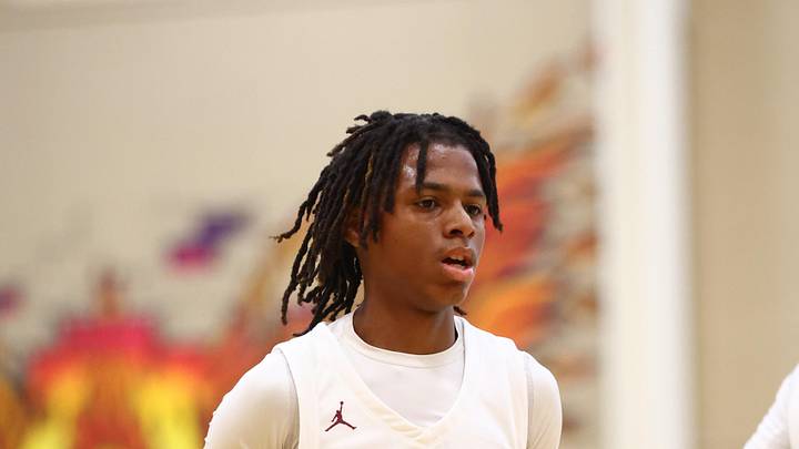 Dec 2, 2023; Scottsdale, AZ, USA; Desert Mountain guard Javon Bardwell (24) against Sierra Canyon during the Hoophall West High School Invitational at Chaparral High School. Mandatory Credit: Mark J. Rebilas-USA TODAY Sports