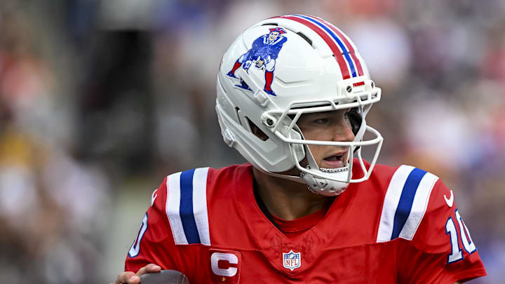New England Patriots quarterback Drake Maye during the third quarter at Gillette Stadium.