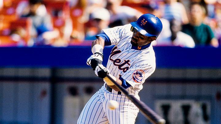 1996, Flushing, New York, USA; FILE PHOTO; New York Mets outfielder Lance Johnson in action at the plate at Shea Stadium during the 1996 season. Mandatory Credit: RVR Photos-USA TODAY Sports