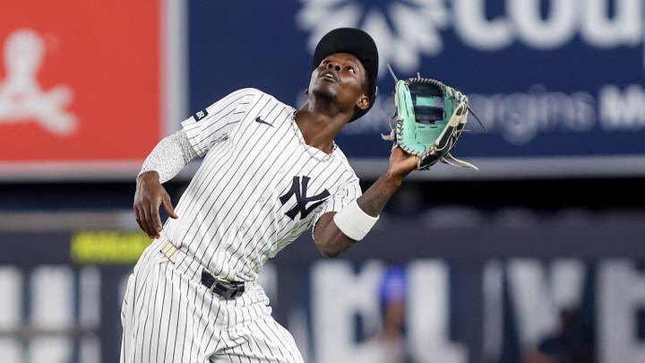 Aug 28, 2026; Bronx, New York, USA; New York Yankees second baseman Jazz Chisholm Jr. (13) catches a pop fly against the Boston Red Sox during the sixth inning at Yankee Stadium. Mandatory Credit: Tom Horak-Imagn Images Aug 28, 2026; Bronx, New York, USA; New York Yankees second baseman Jazz Chisholm Jr. (13) catches a pop fly against the Boston Red Sox during the sixth inning at Yankee Stadium. Mandatory Credit: Tom Horak-Imagn Images