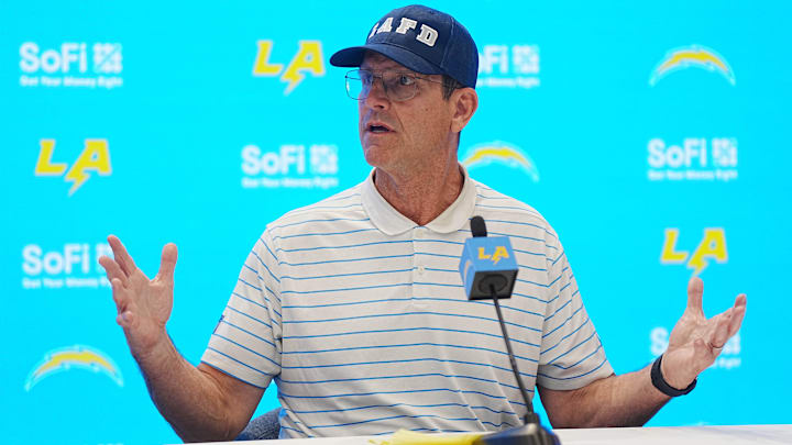 Los Angeles Chargers coach Jim Harbaugh.