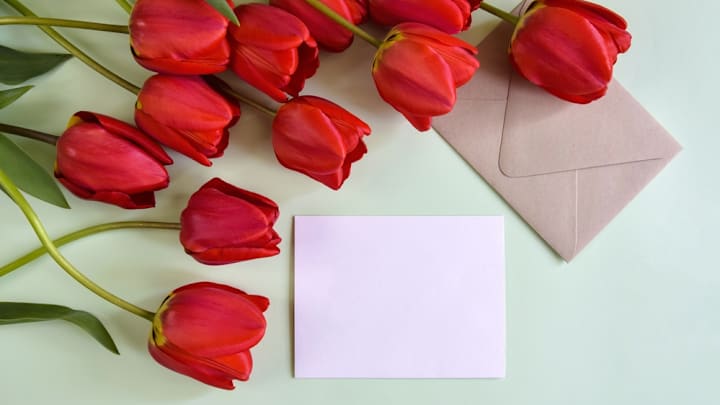 Roses next to cards