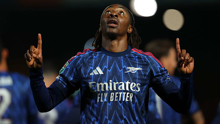 Eberechi Eze is off the mark for Arsenal.