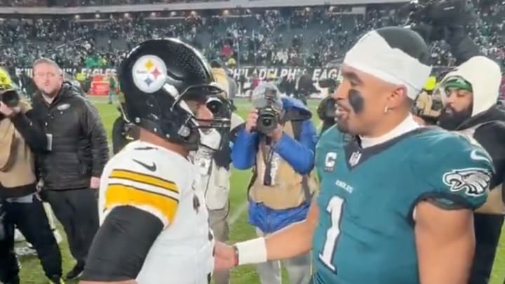 Jalen Hurts and Russell Wilson met at midfield following Philly's win 