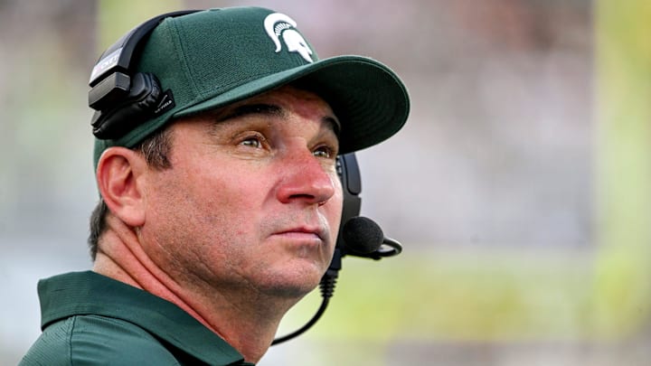 Michigan State's head coach Jonathan Smith looks on during the fourth quarter in the game against Prairie View A&M on Saturday, Sept. 14, 2024, at Spartan Stadium in East Lansing.