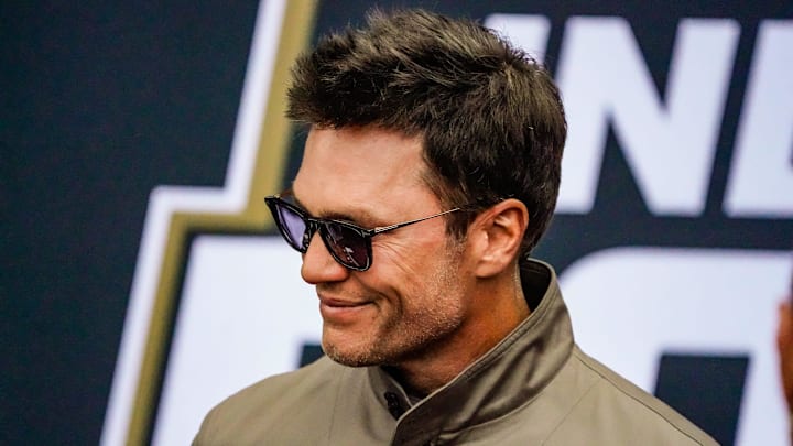 Tom Brady walks the red carpet on Sunday, May 25, 2025, ahead of the 109th running of the Indianapolis 500 at Indianapolis Motor Speedway.