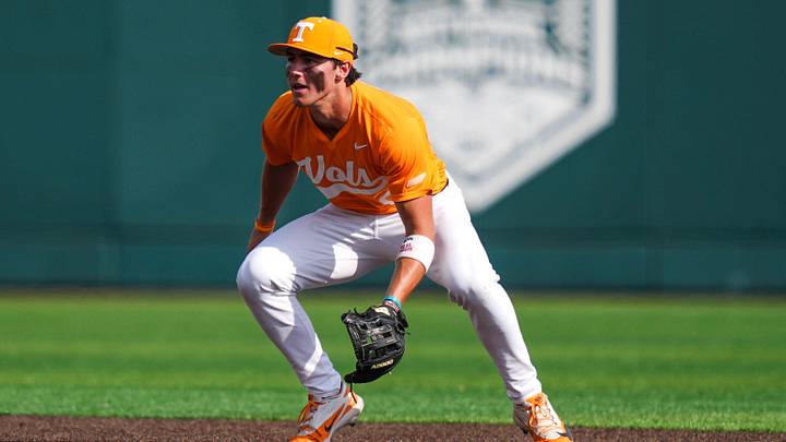 Tennessee's Henry Ford (9) gets ready during a NCAA baseball game between Tennessee and Ole Miss at Lindsey Nelson Stadium on April 18, 2026.