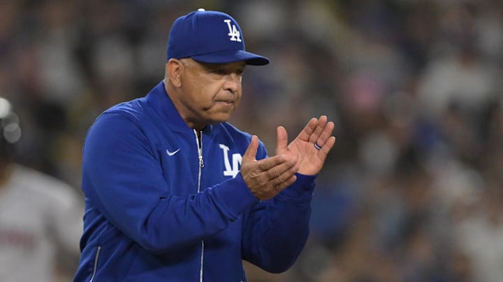 May 21, 2025; Los Angeles, California, USA; Los Angeles Dodgers manager Dave Roberts (30) walks to the mound for a pitching change in the eighth inning against the Arizona Diamondbacks at Dodger Stadium. Mandatory Credit: Jayne Kamin-Oncea-Imagn Images May 21, 2025; Los Angeles, California, USA; Los Angeles Dodgers manager Dave Roberts (30) walks to the mound for a pitching change in the eighth inning against the Arizona Diamondbacks at Dodger Stadium. Mandatory Credit: Jayne Kamin-Oncea-Imagn Images