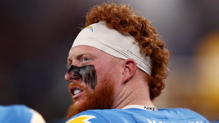 [US, Mexico & Canada customers only] Sep 5, 2025; Sao Paulo, BRAZIL; Los Angeles Chargers fullback Scott Matlock (44) before a NFL game against the Kansas City Chiefs at Corinthians Arena. Mandatory Credit: Jean Carniel/Reuters via Imagn Images