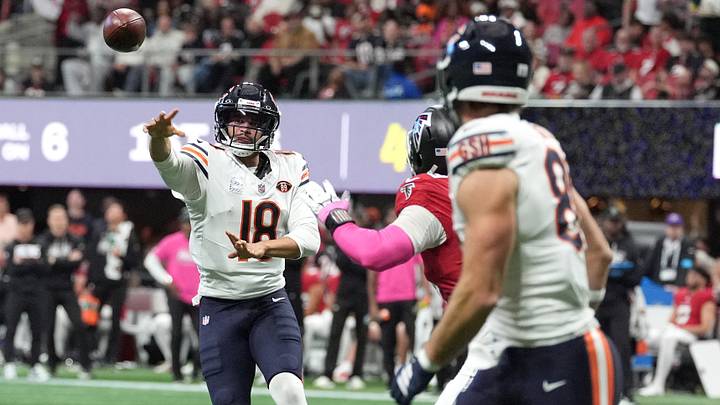 Caleb Williams dumps it off to tight end Cole Kmet. The Bears are happy about Wililams' targeting ... for now. Caleb Williams dumps it off to tight end Cole Kmet. The Bears are happy about Wililams' targeting ... for now.