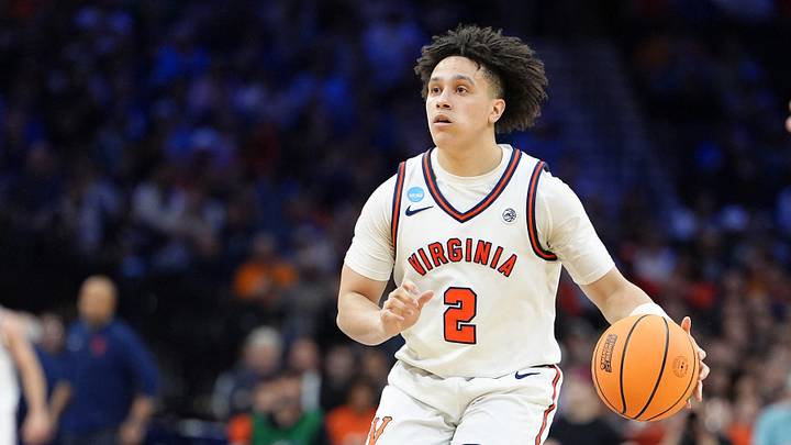 Mar 22, 2026; Philadelphia, PA, USA; Virginia Cavaliers guard Chance Mallory (2) dribbles the ball against the Tennessee Volunteers in the first half during a second round game of the men's 2026 NCAA Tournament at Xfinity Mobile Arena. Mandatory Credit: Kyle Ross-Imagn Images
