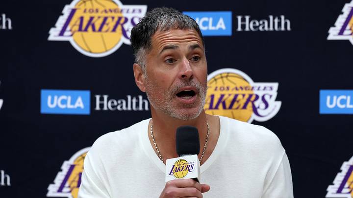 Sep 24, 2026; Los Angeles, CA, USA; Los Angeles Lakers president of basketball operations and general manager Rob Pelinka speaks to the media during a press conference at UCLA Health Training Center. Mandatory Credit: Kiyoshi Mio-Imagn Images Sep 24, 2026; Los Angeles, CA, USA; Los Angeles Lakers president of basketball operations and general manager Rob Pelinka speaks to the media during a press conference at UCLA Health Training Center. Mandatory Credit: Kiyoshi Mio-Imagn Images