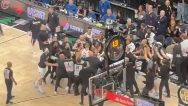 Late game scuffle in Timberwolves-Nuggets Game 4.