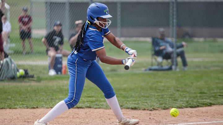 Sussex Central's Timora Hall lays down a successful bunt in Appoquinimink's walk-off 1-0 victory over Sussex Central, Friday, April 18, 2025 in Middletown.