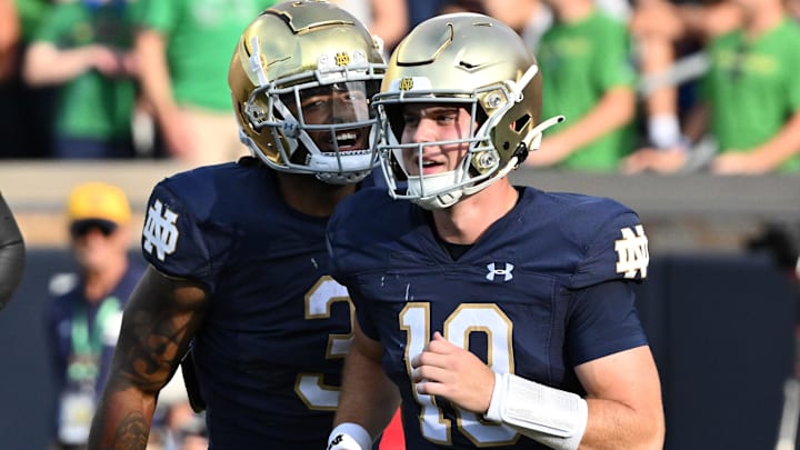 Sep 2, 2023; South Bend, Indiana, USA; Notre Dame Fighting Irish running back Gi'Bran Payne (3)