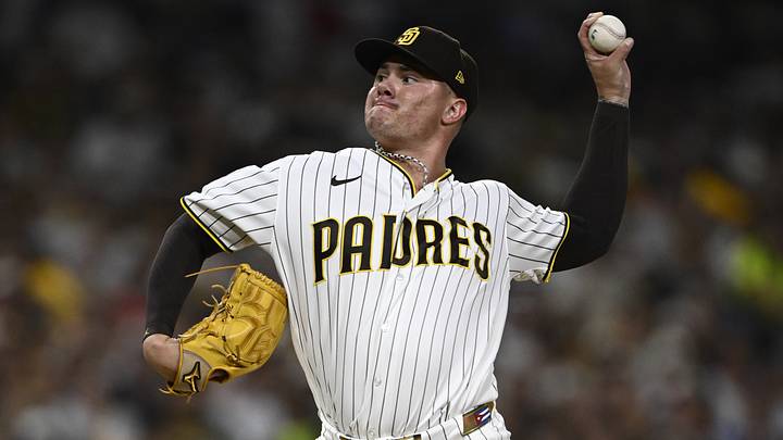 Sep 30, 2026; San Diego, California, USA; San Diego Padres pitcher Adrian Morejon (50) delivers a pitch in th seventh inning against the Chicago Cubs during game two of the Wildcard round for the 2026 MLB Playoffs at Petco Park. Mandatory Credit: Denis Poroy-Imagn Images Sep 30, 2026; San Diego, California, USA; San Diego Padres pitcher Adrian Morejon (50) delivers a pitch in th seventh inning against the Chicago Cubs during game two of the Wildcard round for the 2026 MLB Playoffs at Petco Park. Mandatory Credit: Denis Poroy-Imagn Images
