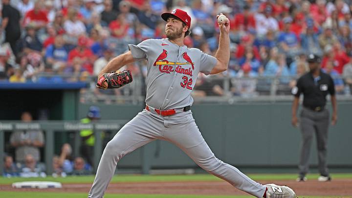 Jun 18, 2026; Kansas City, Missouri, USA;  St. Louis Cardinals starting pitcher Matthew Liberatore (32) throws a pitch in the first inning against the Kansas City Royals at Kauffman Stadium. Mandatory Credit: Peter Aiken-Imagn Images