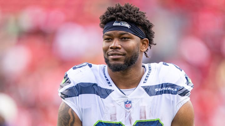 September 18, 2022; Santa Clara, California, USA; Seattle Seahawks running back Rashaad Penny (20) after the game against the San Francisco 49ers at Levi's Stadium. Mandatory Credit: Kyle Terada-Imagn Images September 18, 2022; Santa Clara, California, USA; Seattle Seahawks running back Rashaad Penny (20) after the game against the San Francisco 49ers at Levi's Stadium. Mandatory Credit: Kyle Terada-Imagn Images