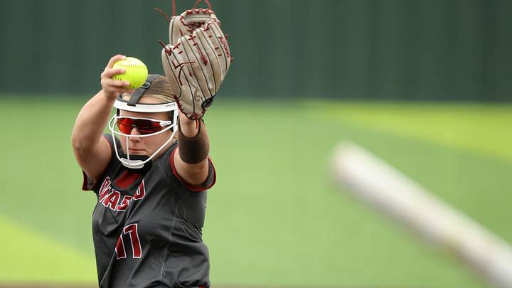 Oklahoma State pitcher Preslee Downing pitchers for her high school, Owasso, in 2025. Oklahoma State pitcher Preslee Downing pitchers for her high school, Owasso, in 2025.