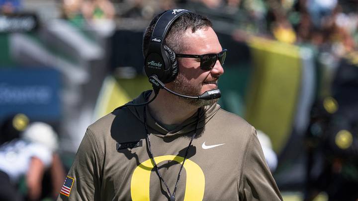 Oregon coach Dan Lanning oversees the Oregon Spring Game at Autzen Stadium in Eugene April 25, 2026 Oregon coach Dan Lanning oversees the Oregon Spring Game at Autzen Stadium in Eugene April 25, 2026