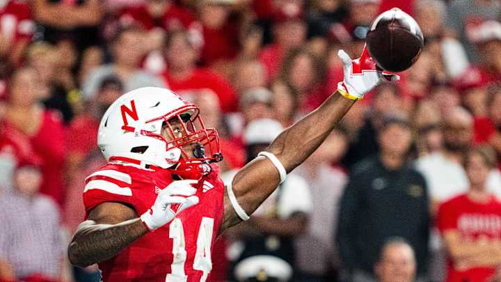 Nebraska running back Rahmir Johnson, shown catching a pass on Sep 7, 2024, against Colorado, is one of the players listed as unavailable for Saturday's game against the USC Trojans.