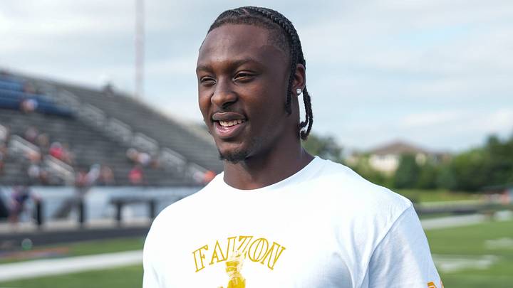 Tennessee quarterback Faizon Brandon smiles during an interview at his Youth Football Camp at Anderson County High School on July 25, 2026. Tennessee quarterback Faizon Brandon smiles during an interview at his Youth Football Camp at Anderson County High School on July 25, 2026.