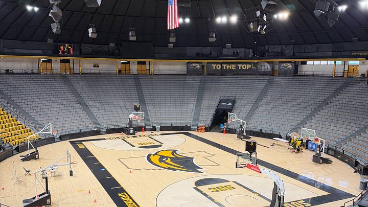 A look at Reed Green Coliseum with its newly-painted ceiling. A look at Reed Green Coliseum with its newly-painted ceiling.