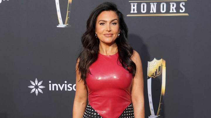 Molly Qerim on the red carpet before the NFL Honors show at Resorts World Theatre. Mandatory Credit: Kirby Lee-Imagn Images