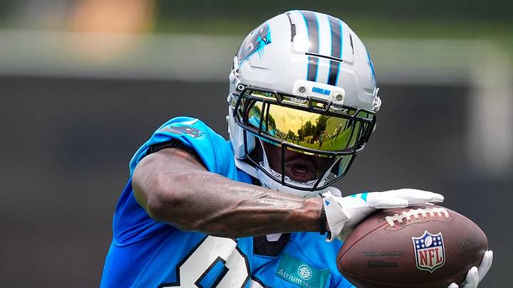 Carolina Panthers wide receiver David Moore (83) makes a catch during the first day of mini camp Carolina Panthers wide receiver David Moore (83) makes a catch during the first day of mini camp