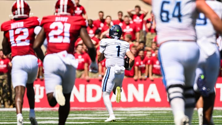 Old Dominion Monarchs quarterback Colton Joseph (1) is visiting the Wisconsin Badgers in the transfer portal.